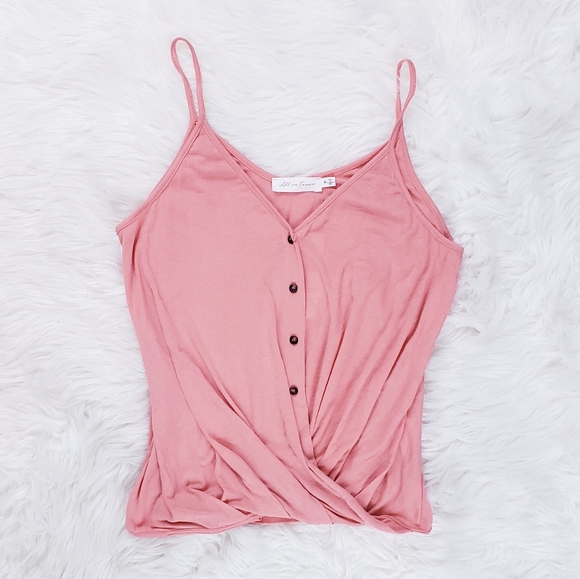 NEW All In Favor Twist Button Front Pink Tank Top - Picture 3 of 7